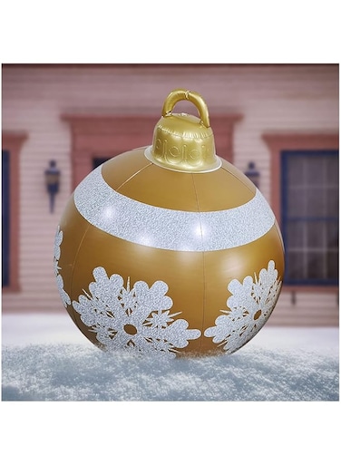 AUDBUA Christmas Inflatables Outdoor Decorations Balls, 24 Inch Giant Christmas Inflatables Balls with Pump, Christmas Blow Up Yard Decorations Inflatable Ornament for Outside Garden Yard (K)