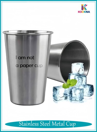 Stainless Steel Metal Cup, Mini Cold Drink Coffee Mug 350ml