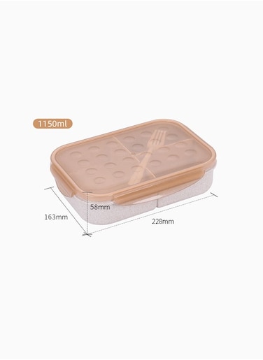 Student Lunch Box With Fork, Microwaveable Lunch Box - Apricot Yellow