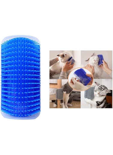 Cat Self Groomer with Catnip, Dog Cat Corner Groomer,Wall Corner Scratcher Comb,Grooming Massage Brush, Perfect Scratch Massager Tool for Long &amp; Short Fur Kitten/Puppy (Blue)