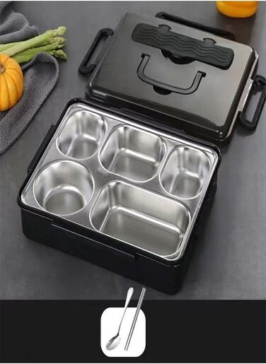 Portable Outdoor 5 Compartment Sealed Lunch Box for Children and Office Workers