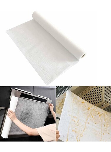 CHIC Moisture-Proof Range Hood Filter,10M Range Hood Universal Replacement Filter Paper Kitchen Nonwoven Anti Oil Filter with Adhesive Strips Home No-Cleaning Air Purifiers Filters Screen(6 roll)