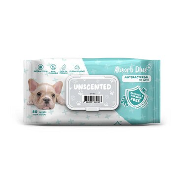 Absorb Plus AntiBacterial Pet Wipes Unscented
