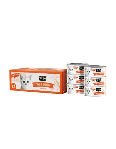 Kit Cat Deboned Tuna &amp; Salmon Wet Cat Food Toppers 6x50g