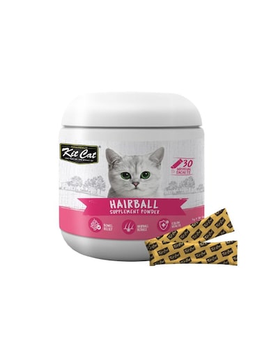 Kit Cat Hairball Supplement Powder 150g (5g x 30 Sachets) &ndash; Helps Reduce Hairballs &amp; Support Digestive Health