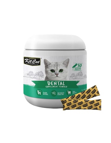 Kit Cat Dental Supplement Powder 150g (5g x 30 Sachets) &ndash; Supports Oral Health &amp; Fresh Breath in Cats