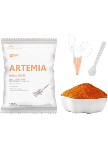 Newwyt 150ml Aquarium Hatching Tropic Fish Food Artemia Shelling Eggs Brine Shrimp Shelling Eggfood for Feeding Baby Fishes As shown Protein