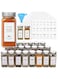 24 Pcs Glass Spice Jars with White Printed Spice Labels - 4oz Empty Square Spice Bottles - Shaker Lids and Airtight Metal Caps - Silicone Collapsible Funnel