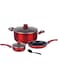 BLACKSTONE Professional Non-Stick 6 Pcs Cookware Set AR060 - Fry Pan   Sauce Pan With Glass Lid   Cooking Pot with Glass Lid   1 Plastic Spoon