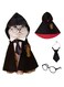 NALACAL Pet Costume Harry Potter Witchcraft Style, Dog Cat Halloween Costumes Cape Cosplay Costume Set, Wizard Pet Clothes Cute Apparel with Glasses (Large)