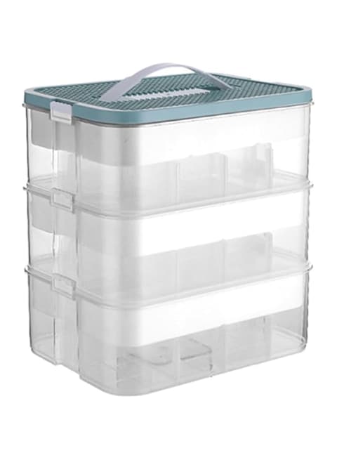 TOMVAES Toy Storage Box Organiser for Lego,3-Layer Stackable Building Blocks Container,Large Capacity Stackable Storage Boxes with Lid ＆ Handle, Toy Sorting Box
