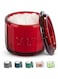 KooK Glass Salt Cellar, with Lid, Embossed Pressed Glass, Clear Storage Container, for Coffee, Sugar, Spices and Candies, 10 oz (Ruby Red)