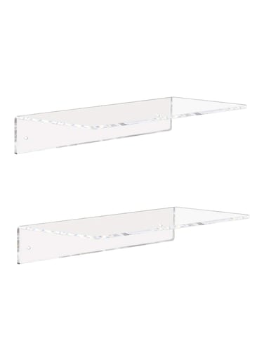 Clear Acrylic Shelves, 12-Inch Floating Wall Mounted Shelf for Bedroom, Living Room, Bathroom &acirc;&euro;&ldquo; Set of 2