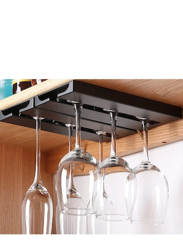 Pack Glass Cup Holder Under Shelf or Cabinet Punch-free Glass Rack Plastic Stemware Rack Glassware Drying Storage Hanger for Kitchen and Restaurant