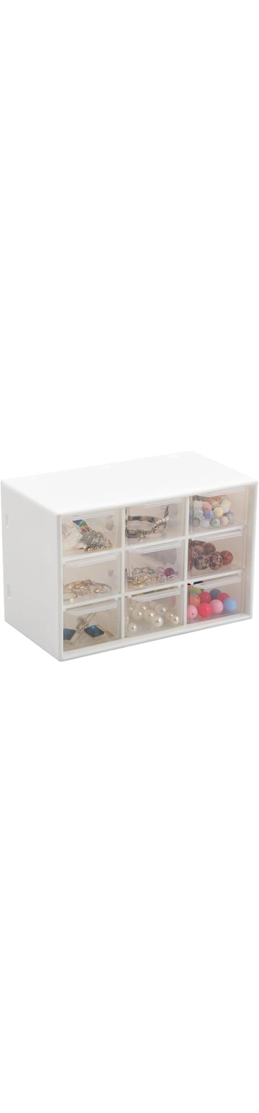 Mini Plastic Drawer Organiser, 9-Drawer Storage Containers Small Storage Drawers Box, Clear &amp; White Desk Organise, Craft Drawers for Office Tools, Sewing &amp; Craft Supplies, Accessories
