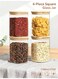 4-Piece Set of Square Glass Storage Jars with Wooden Lids, 1100ML/37OZ Airtight Food Containers, Preservation Jars &amp; Storage Boxes for Pasta, Flour, Grains, Spices, Tea, Coffee Beans, &amp; Other Kitchen Staples - Perfect for Long-Term Food Preservation &amp; Organization