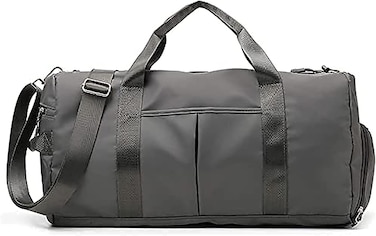 MahMir Gym Bag with Shoes and Waterproof Pocket (Grey)
