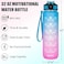 Water Bottle 1L with Time Marker Straw Strainer Tritan BPA Free for Fitness Gym Outdoor Sports By MahMir (Blue)