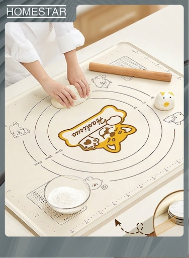 Large Pastry Mat: Food-Grade Liquid Silicone Dough Rolling Baking Sheet, Non-Stick Non-Slip for Kneading, Making Pizza, Fondant with Clear Measurement and Raised Edges 60*40cm