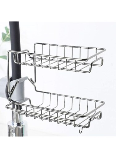 CLOUDFOUR Stainless Steel Kitchen Faucet Caddy Sponge Holder, Hanging Rack for Bathroom and Kitchen Soap Dish Sink Organizer