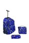 3-Piece Rolling School Set, 18-Inch Wheeled Backpack with Matching Lunch Bag and Pencil Case.(Blue Space Print)