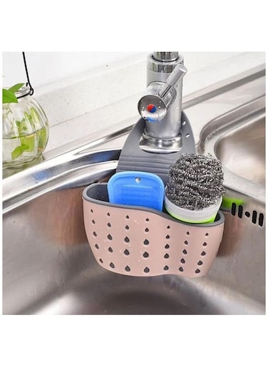 Kitchen Sink Shelf Organizer Sink Caddy Soap And Sponge Holder Drying Rack Holders Dish Drying Rack Sink Shelf (Pink)