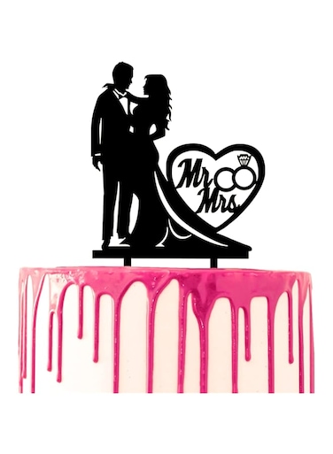 CARISPIBET Wedding cake topper groom and bride hug Marriage party cake decorative Mr &amp; Mrs heart wedding rings