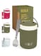 450ml Food Jar Lunch Box Thermos Stainless Steel Double Wall Insulated Travel Food Flask for Kids and Adults, 15oz (Olive Green)