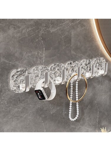 Wall Hooks Bath Towel Hooks Heavy Duty Coats Hanger 6 Hook Plastic Towel Rack Robe Hook Clothes Hanger Hanging Hooks for Jacket Hat Bags Backpacks Keychain