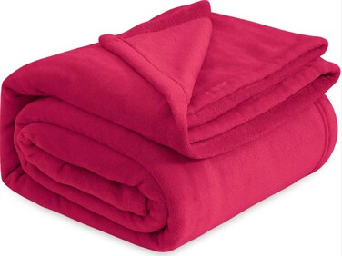 بطانية بيس بي هوم® الفاخرة 300 GSM - مزدوجة للسرير والأريكة والأريكة والسفر والتخييم   230 × 220 سم   أحمر