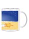 Sea And Sand Print With Summer Beach Mug White/Blue/Beige