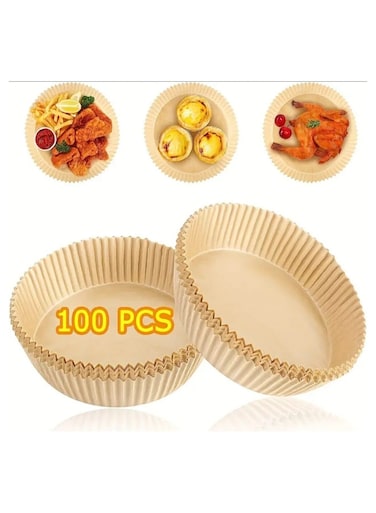 100 Pcs Disposable Air Fryer Paper Liners &acirc;&euro;&ldquo; Oil-Proof &amp; Non-Stick Baking Parchment, Suitable for Baking, Frying, Microwaving &amp; Cooking