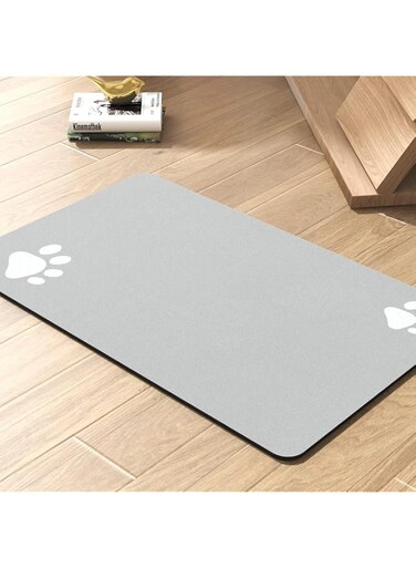 Xspring Pet Feeding Mat, Absorbent Dog Mat for Food And Water Bowl, No Stains Quick Dry Dog Water Dispenser Mat, Dog Accessories Supplies with Paw Print Design, Dog Water Bowl for Messy Drinkers