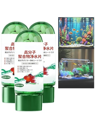 Powerful Aquarium Water Purification Tablet, Portable Aqua Water Purification Tablets, Water Purification Tablets for Fish Tank, Aquarium Fish Tank Cleaning, Aquarium Remover (3 Bottle)
