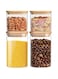 Glass Food Storage Containers with Bamboo Lids Set of 4, Clear Glass Canister Food Jar with Sealing Lid, Kitchen Pantry Storage Container, for Sugar Flour Cereal Beans Coffee Beans,Glass Airtight Jar