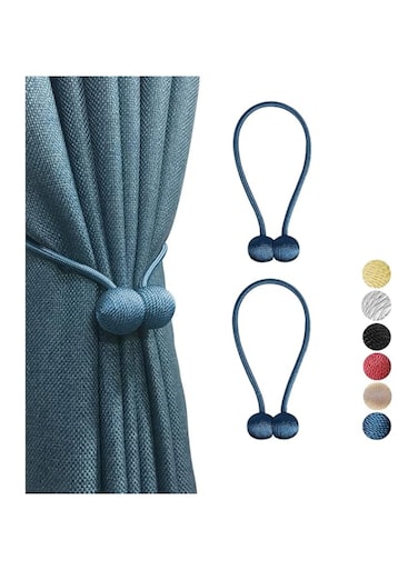 IM FineLife 1 Pair Magnetic Curtains Tiebacks Curtain Straps Strong Magnetic Curtain Holder Buckle hooks for Home Sheer Blackout Drapes Blind Curtains Decorations Accessories سِتَارَة (Light Sapphire)