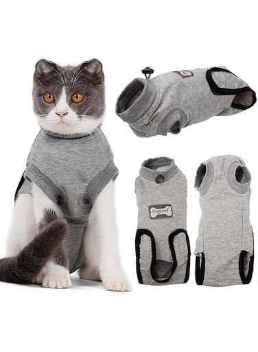 KASTWAVE Cat Surgery Recovery Suit, Breathable Professional Cat Recovery Clothing, Cat Onesie for Cats After Surgery, Cat Spay Recovery Suit, for Surgical Abdominal Wounds (S)