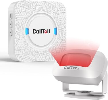 CallToU Wireless Motion Sensor Alarm Indoor Motion Detector Alarm, Wireless Doorbell, Bed Alarms for Elderly Dementia Patients, Motion Sensor Door Chime with 500 FT Range, 5 Adjustable Volume