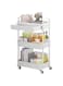 Durku 3-Tier Rolling Utility Cart with Drawer,Multifunctional Storage Organizer with Plastic Shelf &amp; Metal Wheels,Storage Cart for Kitchen,Bathroom,Living Room,Office,White (White-3 Tier)