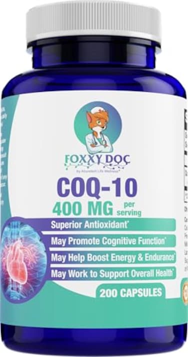 Abundant Life Wellness CoQ10 400 Mg Per 2 Caps - Ubiquinone - Excellent Value - Heart, Brain &amp; Cellular Supplement - Energy Support - 200 Vegetable Caps In Bottle