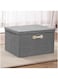 Storage Bins Organizer with Lids, Large Collapsible Linen Fabric Storage Bins with Handles, Containers Organization Baskets Cube for Office, Room Closet Storage Bins (Gray, 46 * 35 * 25cm)