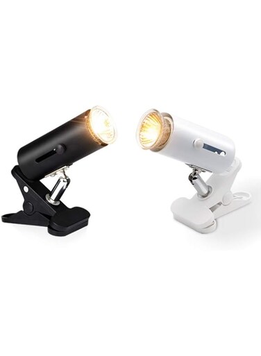 B&amp;K &ndash; Lamp Holder Stand with 50W UVA UVB Lamp Lights Bulbs Heat for Reptiles Tanks, Turtle Adjustable and Rotates (White)