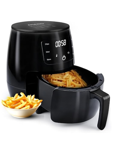 AGARO Alpha Digital Air Fryer For Home, 4.5 Litres, 6 Cooking Options, Electric, Convection Oven, 1400W, 360 Degrees Air Circulation, Digital Display, Keep Warm, Bake, Roast, Toast, Black