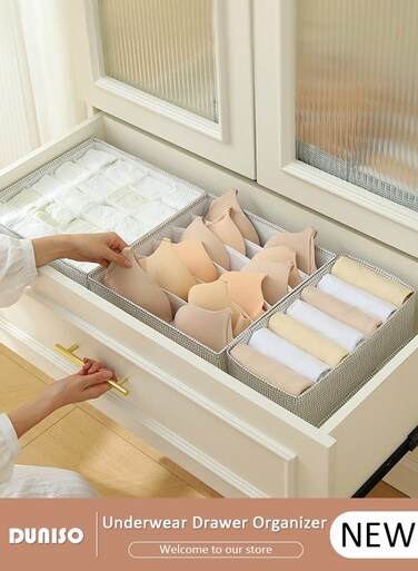 3 PCS Underwear Drawer Organizer Foldable Non-woven Fabric Underwear Storage Organizer Divider for Clothing Skirts Socks Bras Panties Underwear Ties