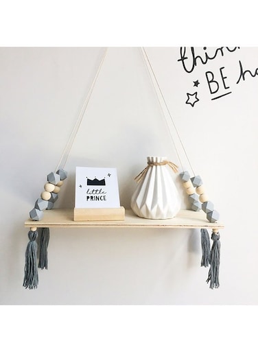 Tassel Nordic Style Wall Shelf Grey 38x14x1centimeter