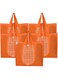 Fun Homes Shopping Grocery Bags Foldable, Washable Tote Bag With One Small Pocket, Eco-Friendly Purse Fits In Pocket Waterproof &amp; Lightweight (Set Of 5,Orange)