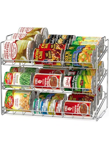 DecoBros Supreme Stackable Alloy Steel Can Rack Organizer, Chrome Finish