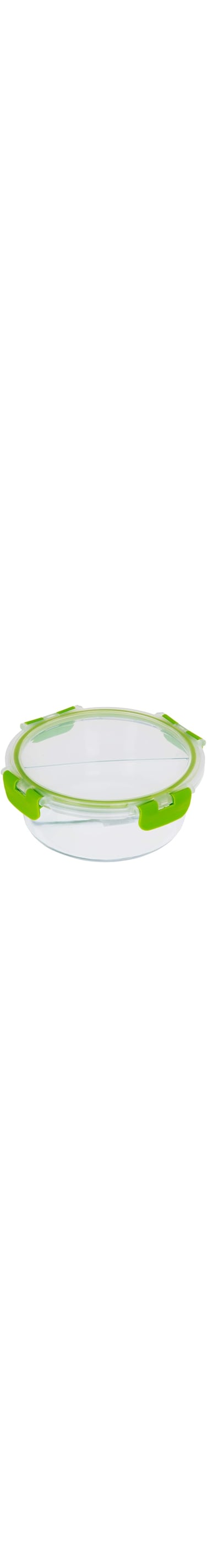 Royalford Food Storage Container, Green Clips, 2 Compartment Round Storage Box, Plastic Sealable Food Storage Container, 950 ML