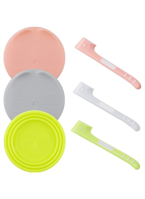Pet Food Can Lids, Silicone Dog Cat Food Can Lid Covers, Reusable Topper for Cans, Silicone Cover for Animal Wet Food Storage, Food Safe BPA Free, Universal Covers Fit Multiple Sizes Cans (Pack of 6)