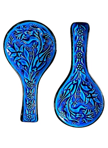 One piece Ceramic Spoon Rest, Heat Resistant Spoon Holder for Kitchen counter/Countertop/Stove Top, Dishwasher Safe, Handmade Kitchen Utensil (4.5" W x 9" L) Cooking Gifts for Housewarming
